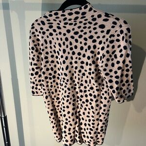 Ann Taylor Women Cheetah Print Sweater XS Brown Black Mock Neck Short Sleeve